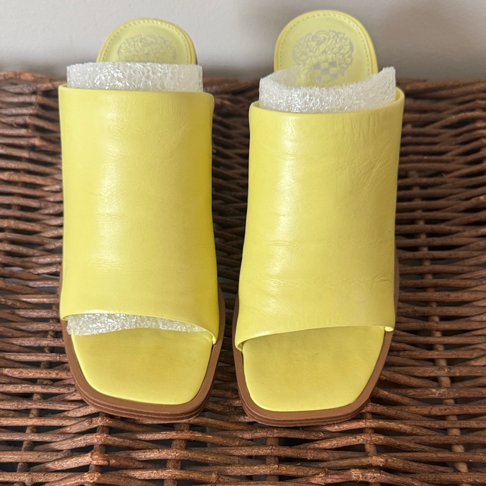 Vince Camuto celery green Leather Mules